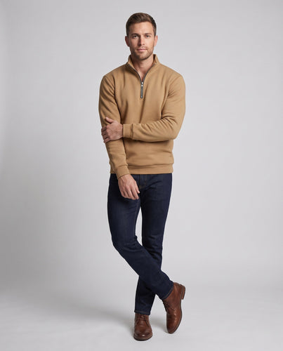 Herren Halbzip-Sweatshirt aus French Terry mit Stehkragen und Rippbündchen Echoarchiv