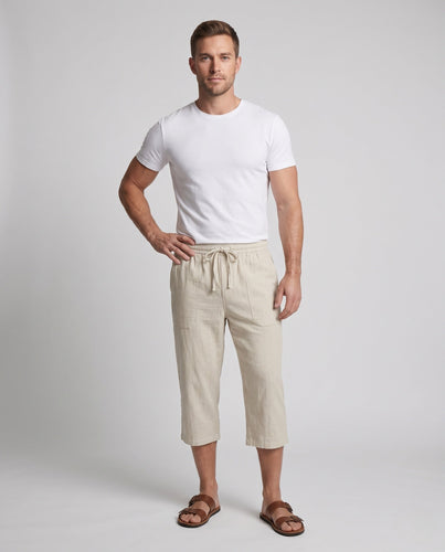 Herren Leichte Capri-Bermuda mit elastischem Bund, Kordelzug und aufgesetzten Taschen Echoarchiv