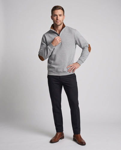 Herren Quarter-Zip Sweatshirt mit Ellenbogenpatches und Stehkragen Echoarchiv
