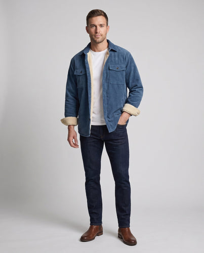 Herren Cord-Overshirt mit Teddyfutter, Thermogefütterte Hemdjacke Echoarchiv