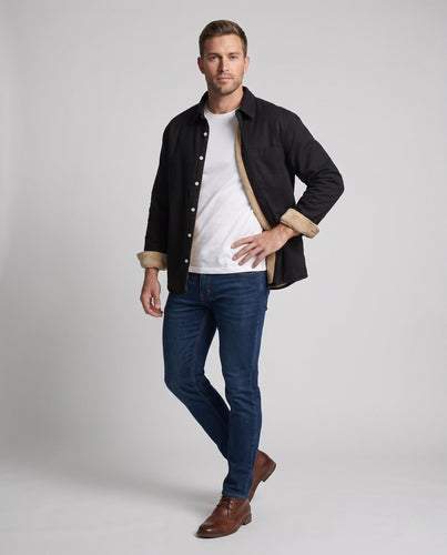 Herren Thermisch gefütterte Hemdjacke im Worker‑Stil mit Teddyfutter Echoarchiv