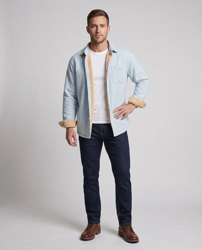 Herren Wärmegefüttertes Hemdjacke-Overshirt aus Baumwolltwill mit Plüschfutter Echoarchiv