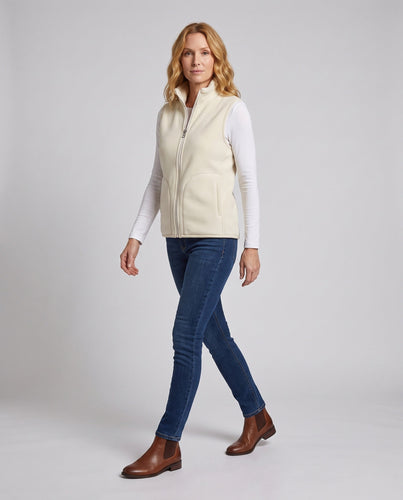 Damen Kuschelige Microfleece-Weste mit hochschließendem Kragen und konturierten Fronttaschen Echoarchiv