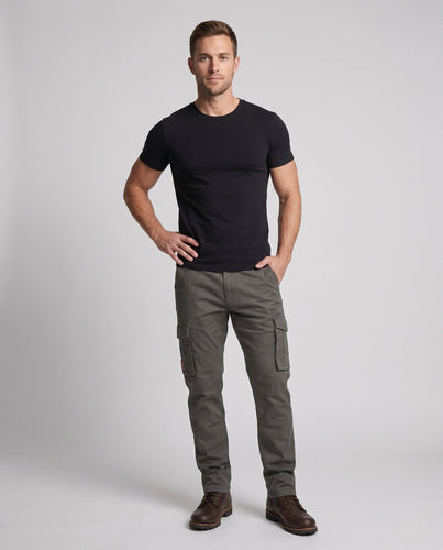 Herren Cargohose Slim-Fit Baumwoll-Canvas mit verstärkten Knien und Multifunktionstaschen Echoarchiv