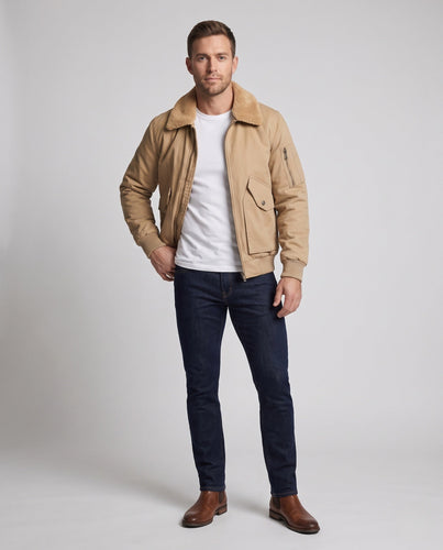 Herren Desert-Utility-Bomber mit gesteppter Thermofütterung und Faux-Fell-Kragen Echoarchiv