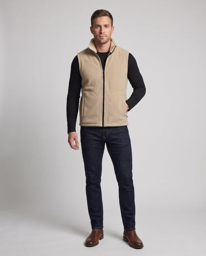 Herren Fleece-Isolationsweste mit kuscheligem Sherpa-Innenfutter und hochschließendem Stehkragen Echoarchiv