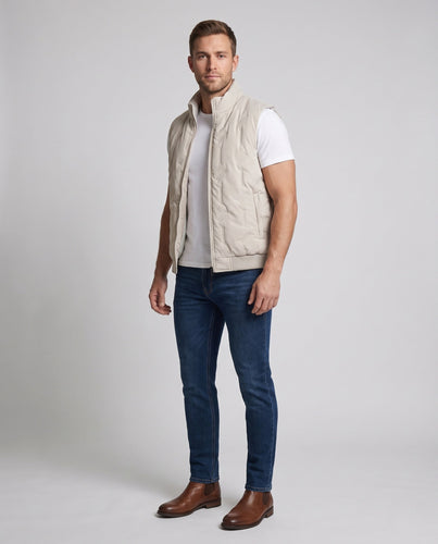 Herren Gefütterte Teddy‑Fleece‑Steppweste mit hohem Kragen und Sherpa‑Innenfutter Echoarchiv