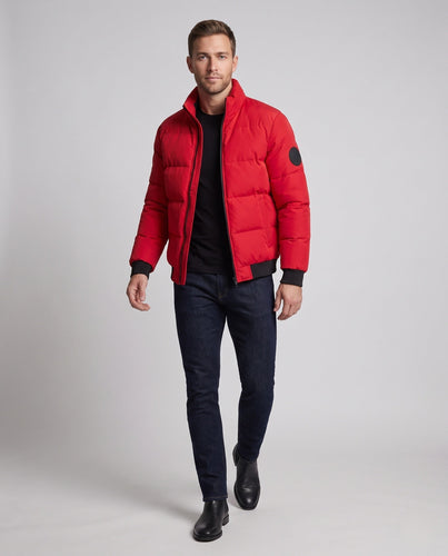 Herren Gepolsterte Bomber-Steppjacke mit hoher Wattierung und Rippbündchen Echoarchiv