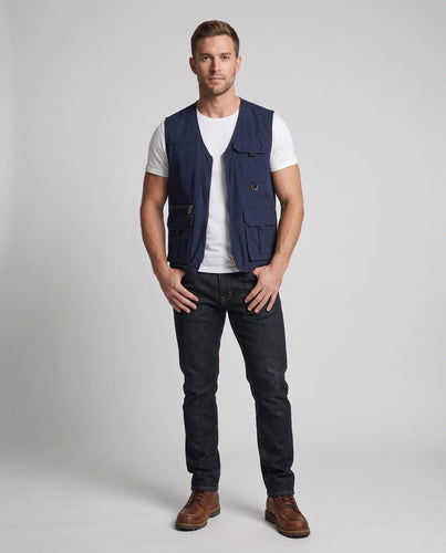 Herren Multifunktionale Cargo-Utility-Weste mit Reißverschluss, Mesh‑Futter und D‑Ring Echoarchiv