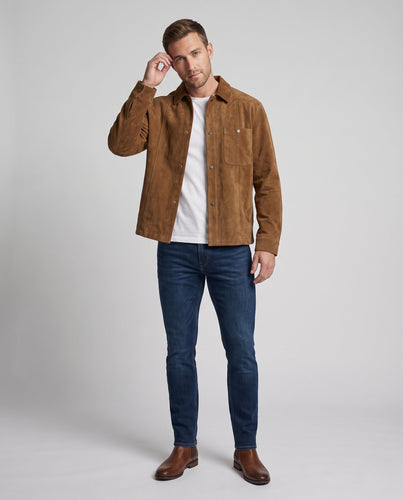Herren Overshirt‑Jacke aus Cordvelours mit Brusttasche und lockerem Schnitt Echoarchiv