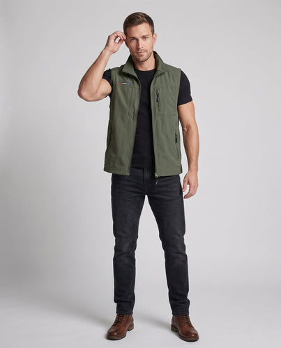 Herren Thermo-Fleece-Outdoorweste mit winddichter Mikrofaserschale, hohem Kragen und Mehrfach-Reißverschlusstaschen Echoarchiv