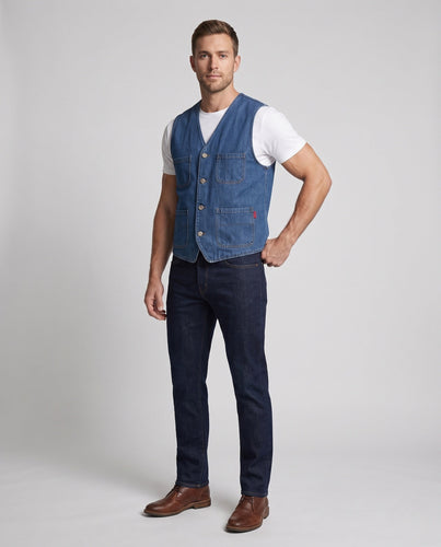 Herren Utility-Weste mit Baumwollcanvas, gestreiftem Innenfutter und aufgesetzten Taschen Echoarchiv