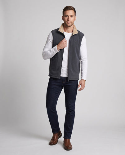 Herren Wärmende Fleece-Thermoweste mit Sherpa-Kragen und Eingrifftaschen Echoarchiv