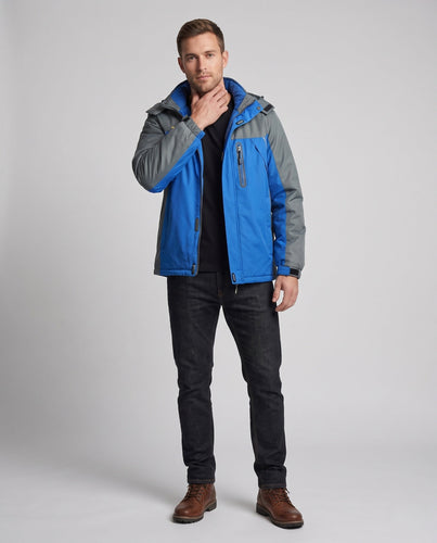 Herren wasser- und winddichte gefütterte Outdoor-Skijacke mit abnehmbarer Kapuze und Thermofutter Echoarchiv