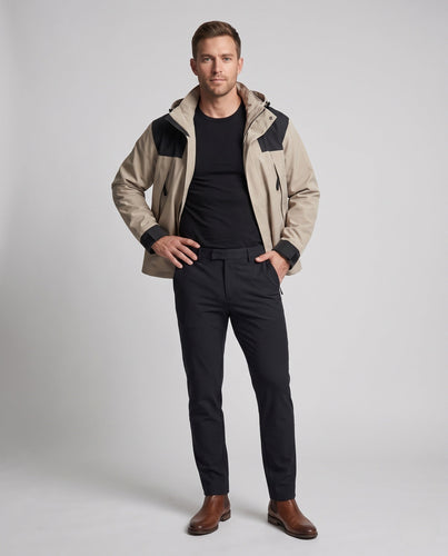 Herren Wasserdichte Ski- und Snowboardjacke mit Kapuze, Mountain-Print und Multifunktionalen Taschen Echoarchiv