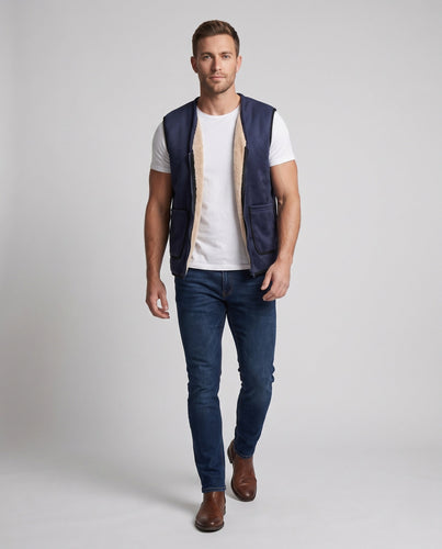 Herren Wattierte Thermo-Sherpaweste mit weichem Fleecefutter und Frontreißverschluss Echoarchiv