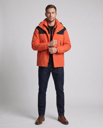 Herren Zweiteilige Softshell-Outdoorjacke mit abnehmbarer Fleece-Innenjacke und Kapuze Echoarchiv