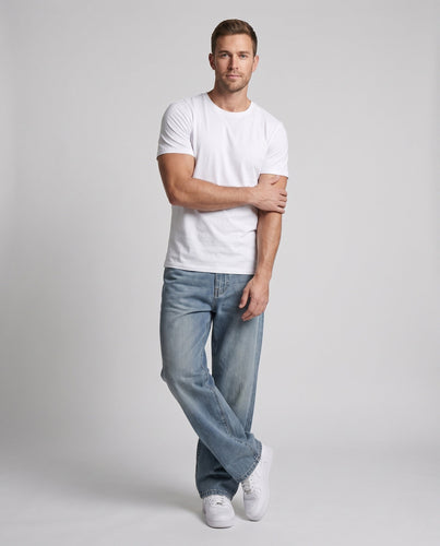 Herren Lässige Weitgeschnittene Denim-Hose Echo Archiv