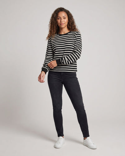 Damen Lässiger gestreifter Langarm-Pullover Echo Archiv