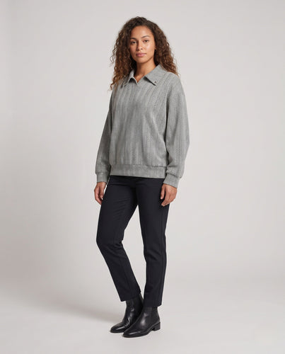 Damen Modische Oversized Bluse im Fischgrätmuster Echo Archiv