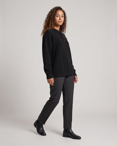 Damen Modischer Oversized Pullover mit Knopfleiste Echo Archiv