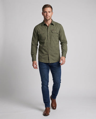 Herren Canvas-Fieldhemd mit Brustpattentaschen und Utility-Details Echoarchiv