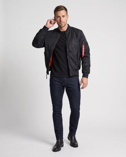 Herren gefütterte Nylon-Bomberjacke im Aviator-Stil mit Thermo-Isolierung und Utility-Ärmeltasche Echoarchiv