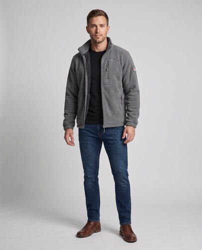 Herren Hochflor Thermofleecejacke mit Teddyfutter, Stehkragen und Reißverschlusstaschen Echoarchiv