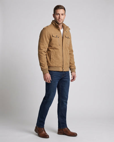 Herren Vintage-Utility Blouson im Wildleder-Look mit Thermo-Teddyfutter und Epauletten Echoarchiv