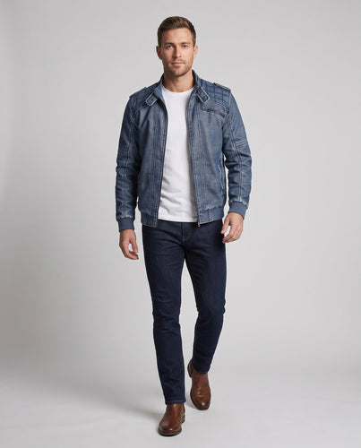 Herren Canvas-Pilotenblouson im Vintage-Aviator-Stil mit gesteppter Schulterpasse Echoarchiv