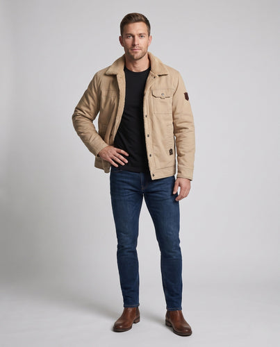 Herren Canvas-Utility-Blouson mit Sherpa-Innenfutter und Brustpattentasche Echoarchiv