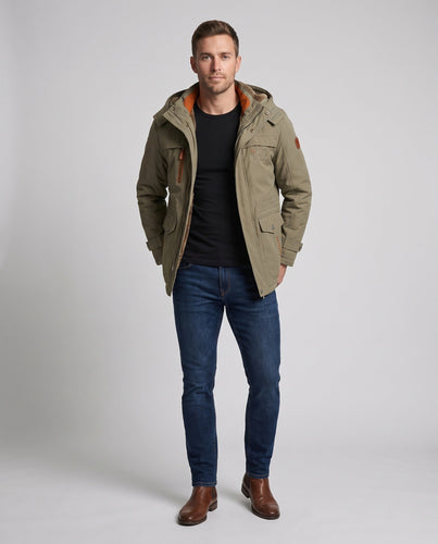 Herren Expeditionsparka mit Teddyfleece-Innenfutter, hoher Wetterschutz und Utility-Taschen Echoarchiv