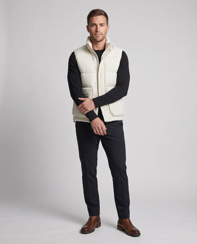 Herren gesteppte ärmellose Thermoweste mit Stehkragen und Utility-Taschen Echoarchiv