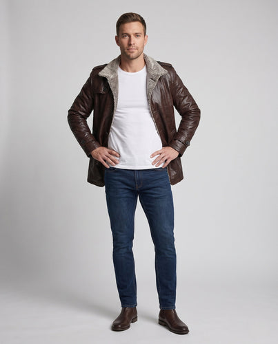 Herren Kunstleder-Pilotenblouson mit Sherpa‑Innenfutter Echoarchiv