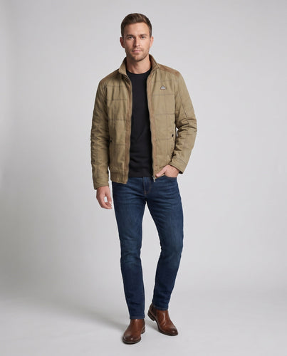 Herren leichte Canvas-Feldjacke mit Steppnähten und Stehkragen Echoarchiv