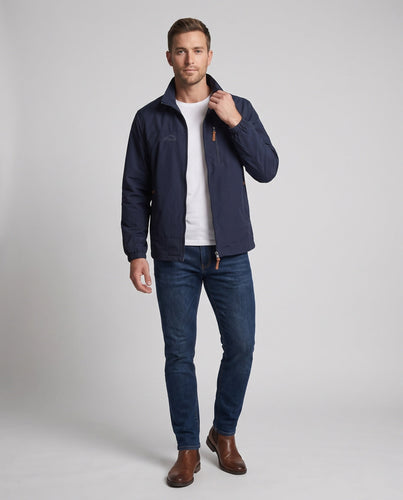 Herren leichte windabweisende Outdoor‑Jacke mit Stehkragen, Brustreißverschluss und elastischen Bündchen Echoarchiv