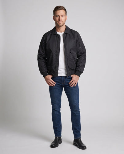 Herren Leichter Nylon-Bomber im Aviator-Utility-Design mit Ärmeltasche und geripptem Saum Echoarchiv
