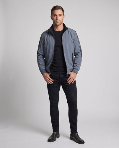 Herren leichter winddichter Softshell-Blouson mit Stehkragen und Reißverschlusstaschen Echoarchiv