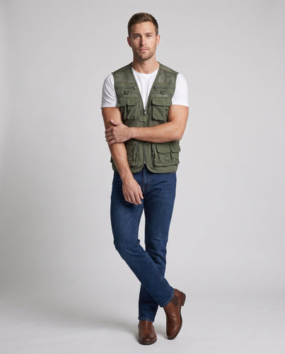 Herren Multifunktionale Outdoor-Utility-Weste mit Mesh‑Einsätzen und Mehrfach‑Taschen Echoarchiv