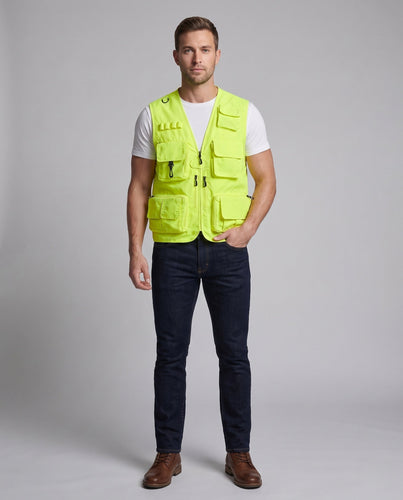 Herren Multifunktionale Utility-Anglerweste mit vielen Taschen und atmungsaktivem Mesh Echoarchiv