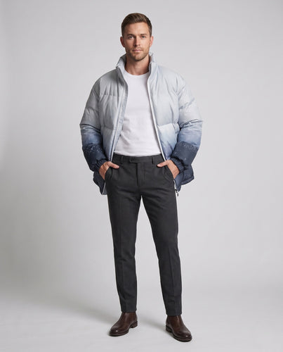 Herren Oversize Steppjacke mit abstraktem Berg- und Wellenprint Echoarchiv