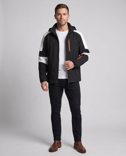 Herren technische Softshell-Outdoorjacke mit Kapuze, wind- und wasserabweisender Membran Echoarchiv