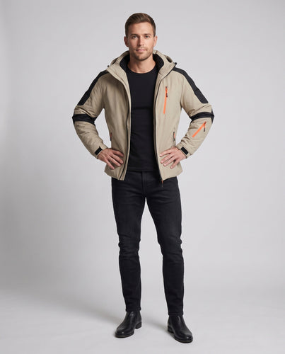 Herren technische Winterjacke mit hohem Kragen, wind- und wasserabweisender Shell und Kontrast-Reißverschlüssen Echoarchiv