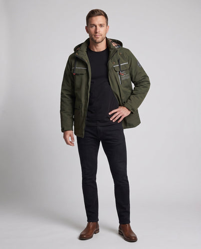 Herren technischer Urban-Parka mit Kapuze, reflektierenden Einsätzen und Multifunktions‑Taschen Echoarchiv