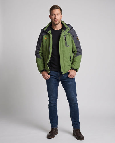 Herren Technischer winddichter Parka mit Teddyfleece‑Innenfutter, abnehmbarer Kapuze und Multifunktions‑Reißverschlusstaschen Echoarchiv