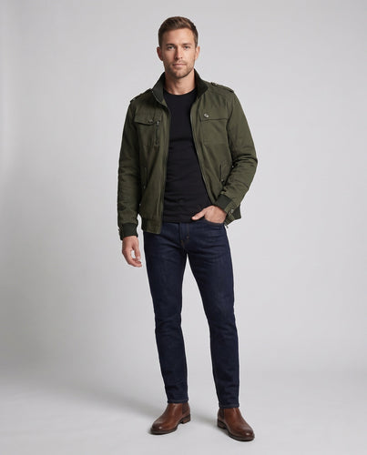 Herren Utility-Bomberjacke im Field‑Stil mit Stehkragen, Schulterpatten und Multifachtaschen Echoarchiv