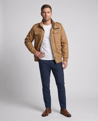 Herren Utility-Canvas-Fieldblouson mit isolierender Thermofütterung und Schulterepauletten Echoarchiv