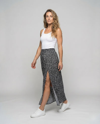 Maxirock Damen Blumenprint Schlitz