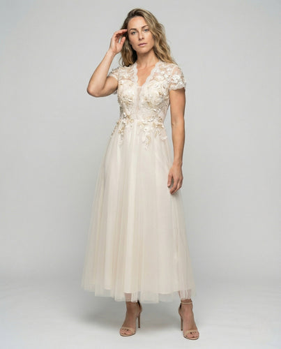 Damen A-Linien Brautkleid mit Tüllrock