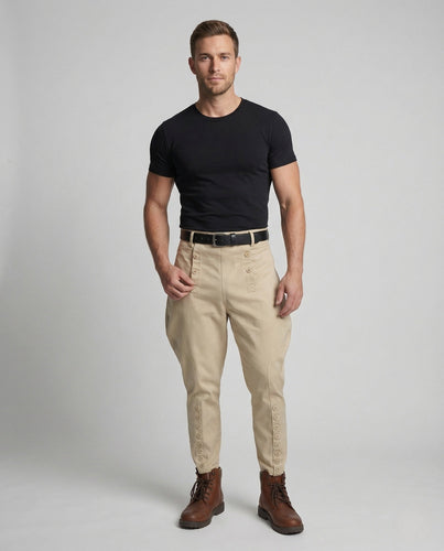 Herren Vintage Reithose mit hohem Bund & schmalem Bein